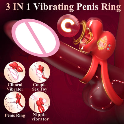 Hochwertiger Vibrations-Cockring mit Zungenstimulation & Verzögerungseffekt